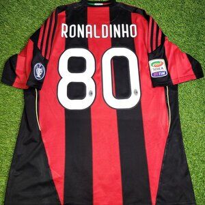 Ronaldinho AC Milan Adidas 2010 2011 Home Soccer Jersey Shirt L SKU# P96288